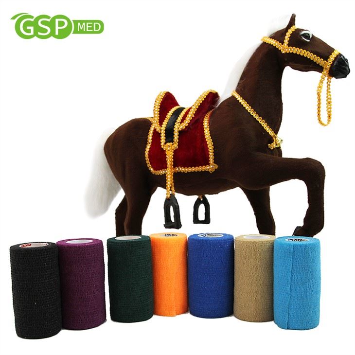 Otsemüük 95% mittekootud ja 5% spandex koos 200% kuni 220% kõrge elastse sidusa sidemega loomaarsti mähkimissidemete tehasega